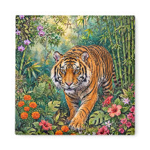 Tigre du Bengale Bambou Vibrant Jungle