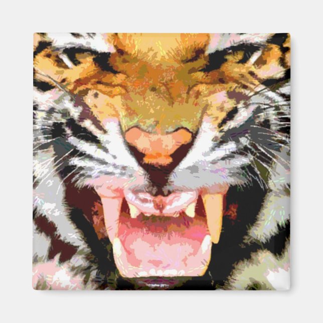 Aimant Tigre en colère - Yeux de Tigre (Devant)