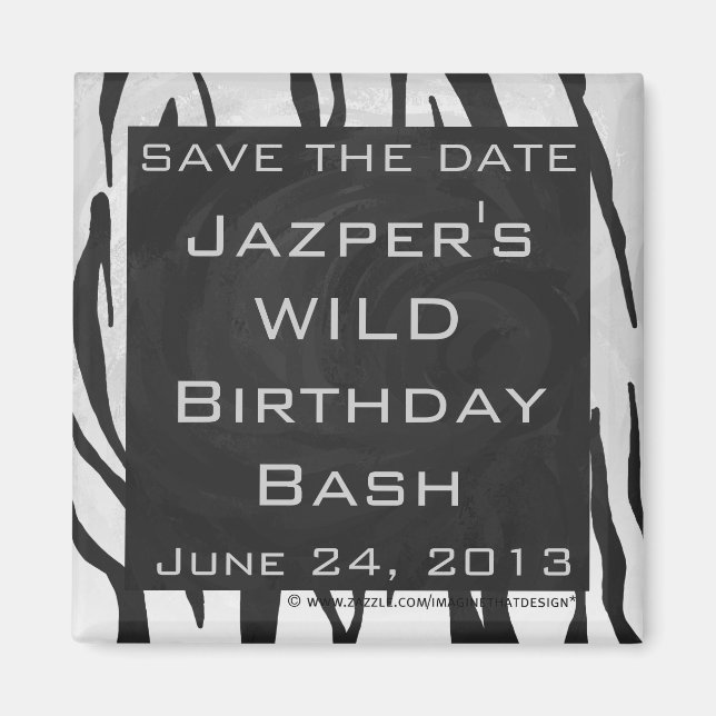 Aimant Tigre Monogramme noir et blanc (Devant)