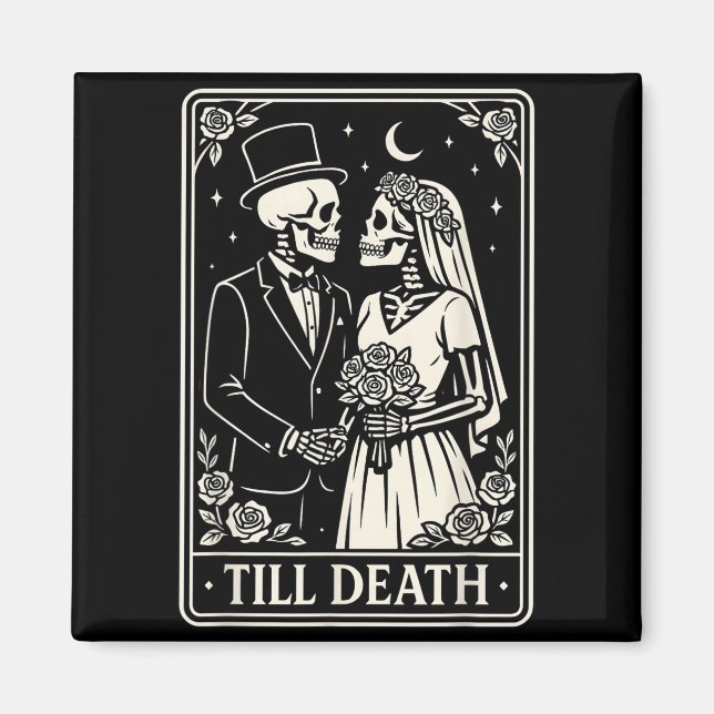 Aimant Till Death Skeleton Love Couples Gothic Wedding Br (Devant)