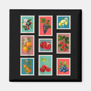 Aimant Timbre de fruits d'été Timbre de fruits vintage