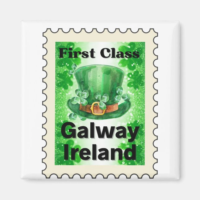 Aimant Timbre de première classe Galway Irlande (Devant)