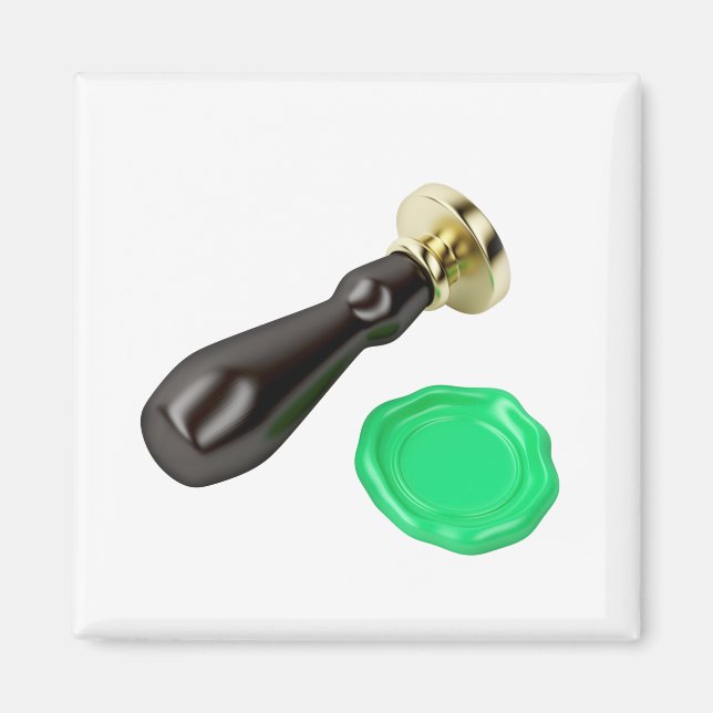 Aimant Timbre personnel et sceau de cire verte (Devant)