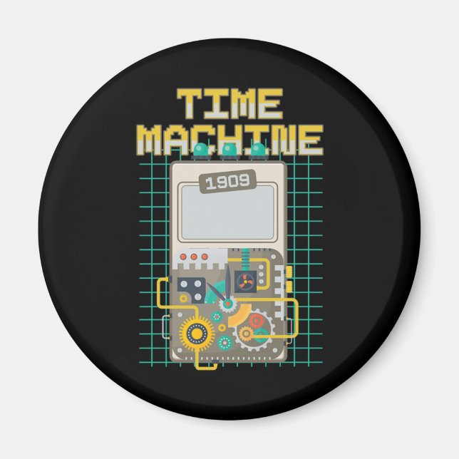 Aimant Time Machine Retro Temps Vintage Voyage Cadeau (Devant)