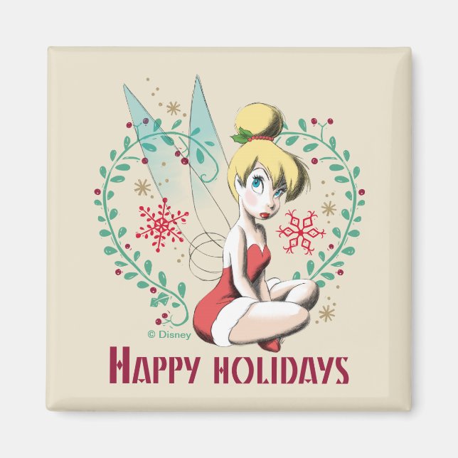 Aimant Tinker Bell | Joyeuses Fêtes Vintages (Devant)