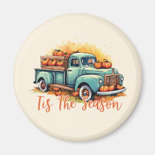 Aimant 'Tis The Season - Camion rustique avec Citrouilles