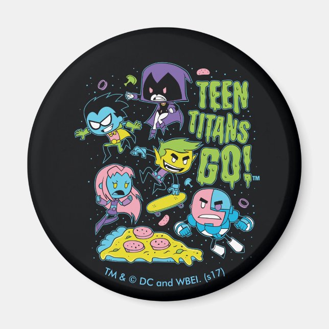 Aimant Titans Ados, allez ! | Gnarly 90's Pizza Graphic (Devant)