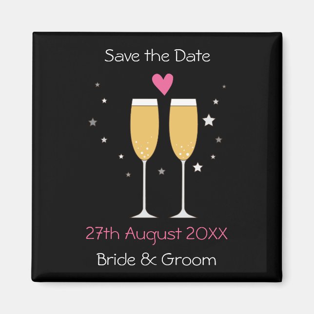 Aimant Toast Champagne Économisez L'Aimant Date (Devant)