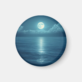 Aimant Toile d'art océanique éclairée par la lune | Plein