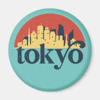 Tokyo City Skyline Retro Cityscape Art