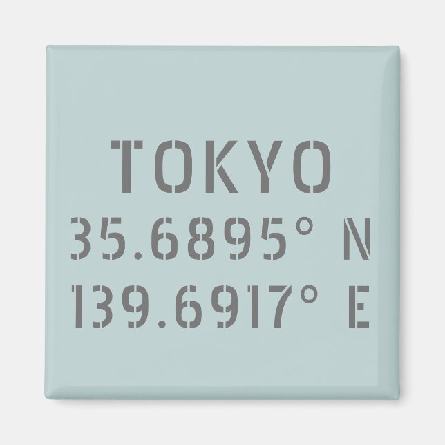 Aimant Tokyo Latitude & Longitude (Devant)