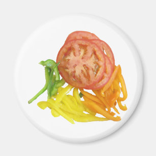 Aimant tomate et poivrons coupés en tranches