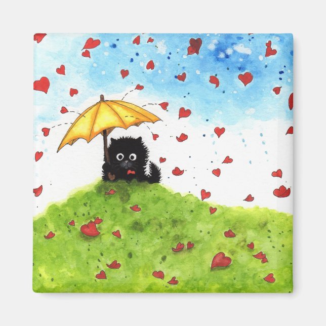 Aimant Tomber pour vous Fuzzy Chat Love BiHrle (Devant)