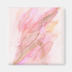 Aimant Tons roses dans les nuages d'encre avec or