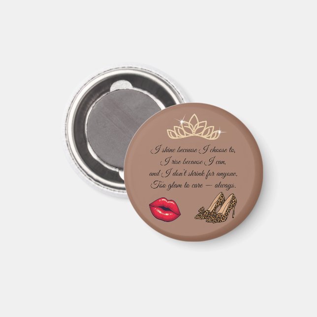 Aimant Too Glam To Care – Chic Quote (Recto/Verso)