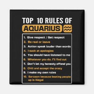 Aimant Top 10 règles d'Aquarius, Funny Aquarius 10 règles