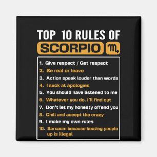 Aimant Top 10 rules of Scorpio, Funny Scorpio Facts, Zodi