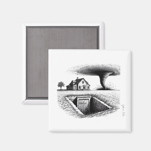 Aimant Tornado Maison Cave avec Croix (Recto/Verso)