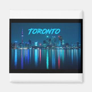 Aimant Toronto Canada Skyline nocturne sur l'eau colorée