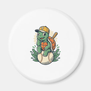 Aimant Tortue de baseball Gravure vintage Graphisme_1