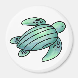 Aimant tortue de mer peinte à l'aquarelle dessin animé bl
