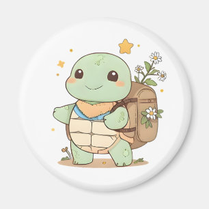 Aimant Tortue de voyage aventureuse mignonne design Kawai