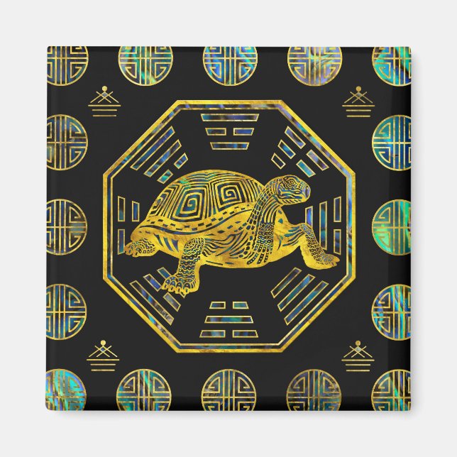 Aimant Tortue d'or / Tortue Feng Shui Abalone Shell (Devant)