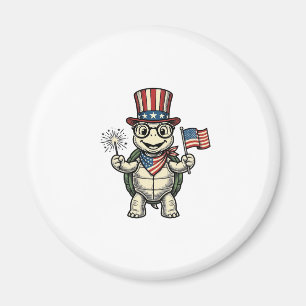 Aimant Tortue Patriotique Gravure Vintage Graphique pour