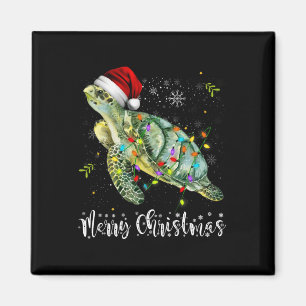 Aimant Tortue Santa Hat Joyeux Noël Lumières Noël Fêtes