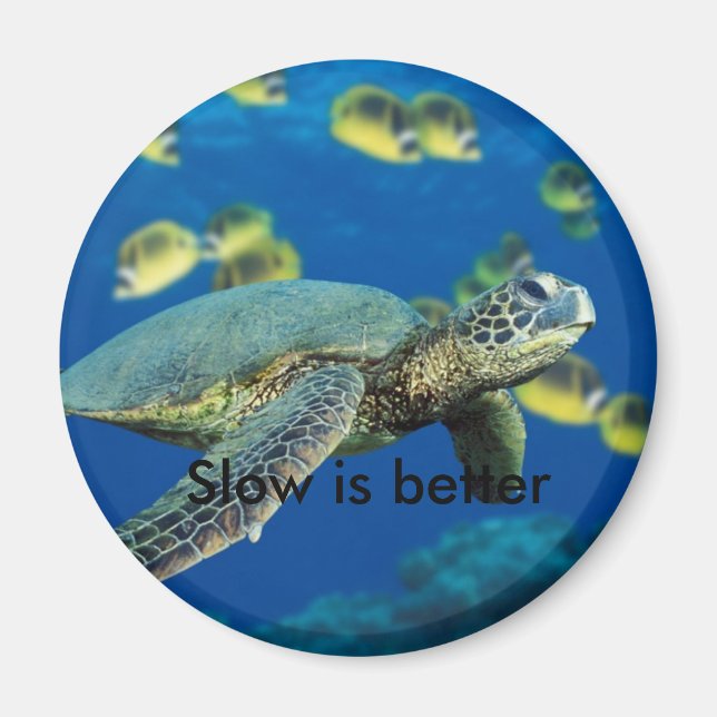 Aimant Tortue verte, Lente mieux (Devant)