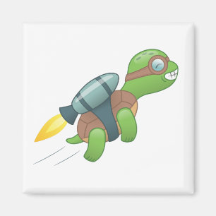 Aimant Tortue volante avec un Jetpack
