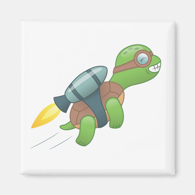 Aimant Tortue volante avec un Jetpack (Devant)