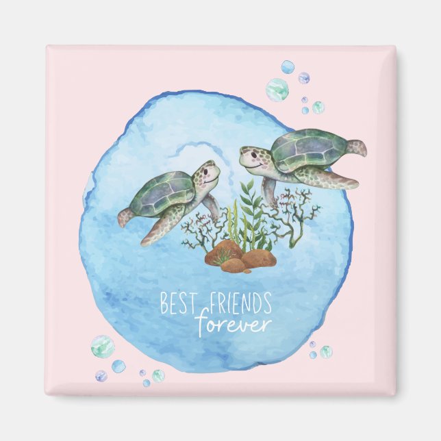 Aimant Tortues de mer BFF - Cadeaux personnalisés Best Fr (Devant)