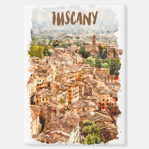 Aimant Toscane colorée Italie Aquarelle Vue