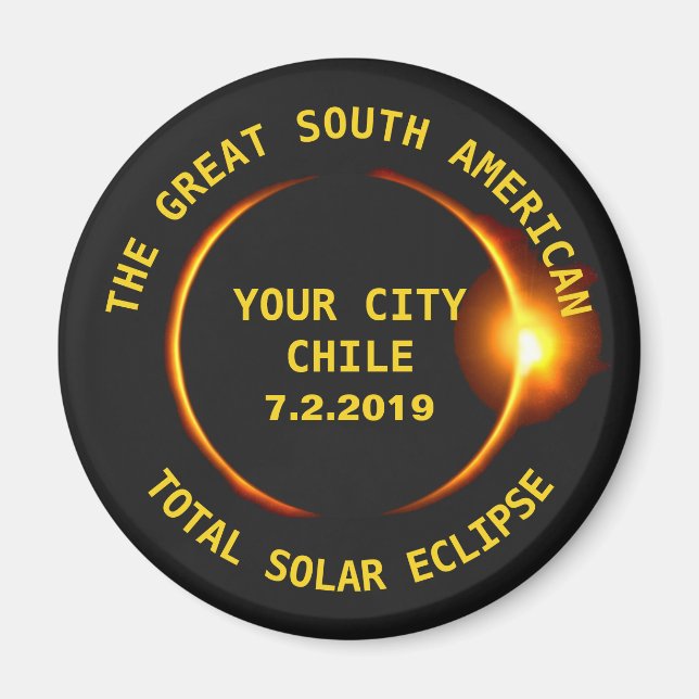 Aimant Total Éclipse solaire 2019 Chili Amérique du Sud (Devant)