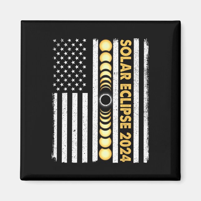 Aimant Total Éclipse Solaire 2024 Phases Totalité Amériqu (Devant)