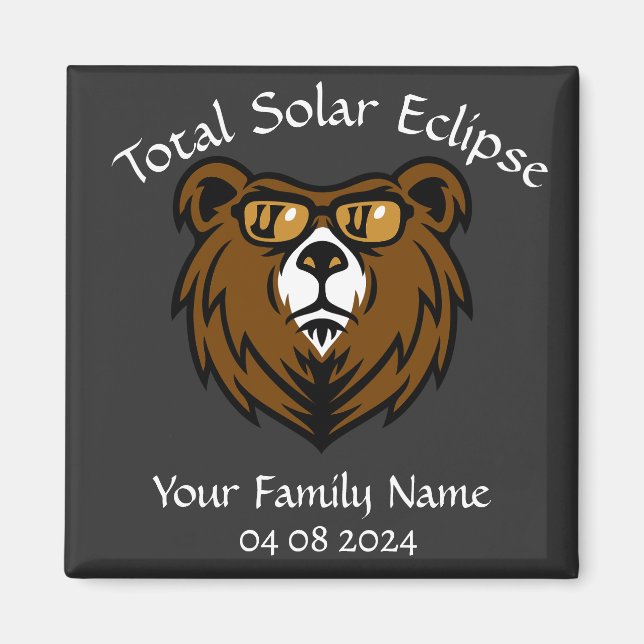 Aimant Total Éclipse Solaire Personnaliser (Devant)