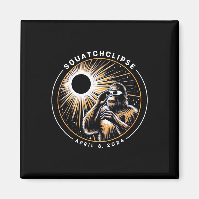 Aimant Total Éclipse Solaire Squatchclipse Bigfoot Sasqua (Devant)