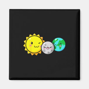Aimant Total Solaire Eclipse 2024 Cute Kawaii Fun Astrono
