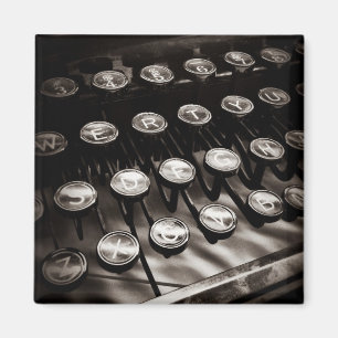 Aimant Touches de machine à écrire vintages en noir et bl