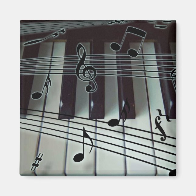 Aimant Touches de piano et notes musicales (Devant)