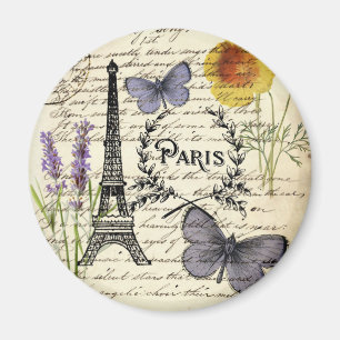 Aimant tour eiffel de paris, papillon rustique vintage