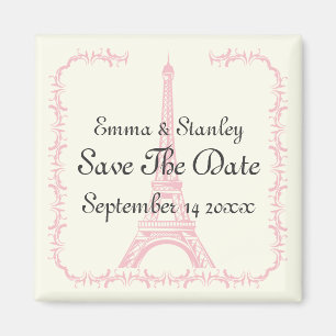 Aimant Tour Eiffel rose mariage Paris Enregistrer la date