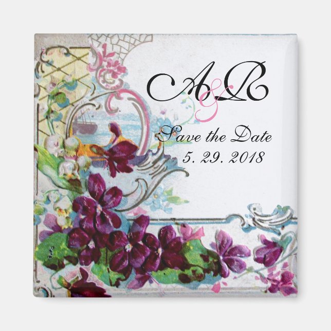 Aimant Tourbillons Floraux Romantiques Pensees Violettes  (Devant)