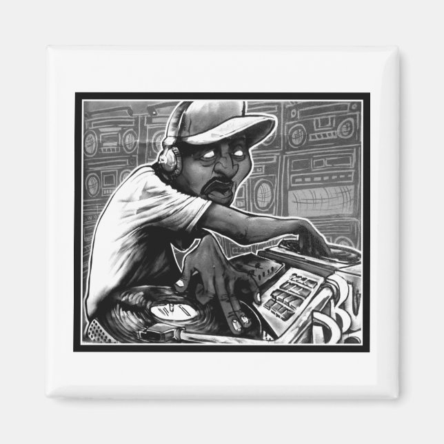 Aimant Tourne-disque Hip hop Graffiti (Devant)