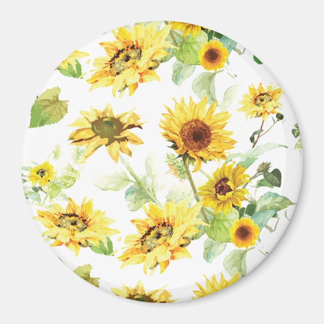 Aimant Tournesol aquarelle (Devant)