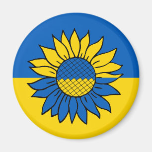 Aimant Tournesol devant le drapeau ukrainien