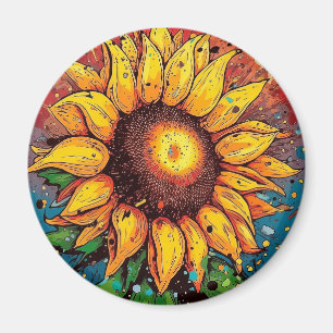 Aimant tournesol. Fleur. coloré