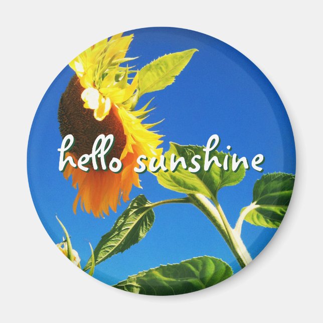 Aimant Tournesol Jaune Photo Hello Sunshine Script Bold (Devant)