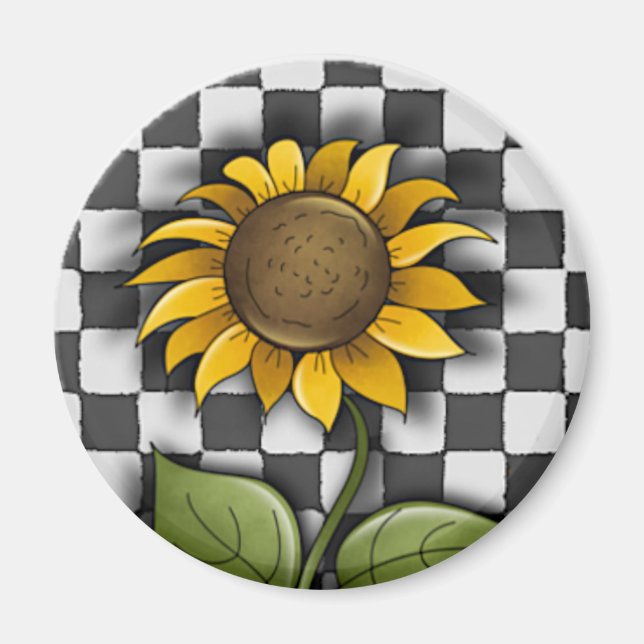 Aimant Tournesol sur À damiers Arrière - plan (Devant)